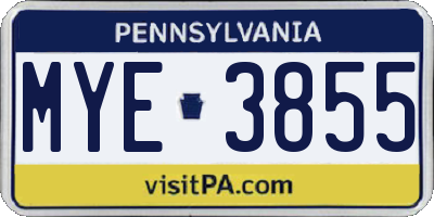 PA license plate MYE3855