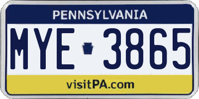 PA license plate MYE3865