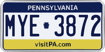 PA license plate MYE3872