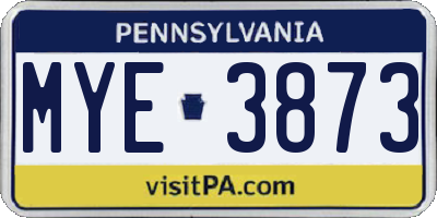 PA license plate MYE3873