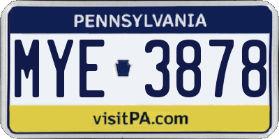 PA license plate MYE3878
