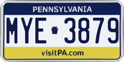 PA license plate MYE3879