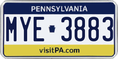 PA license plate MYE3883