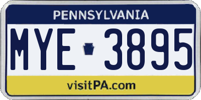 PA license plate MYE3895