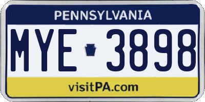 PA license plate MYE3898