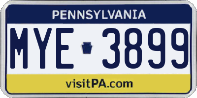 PA license plate MYE3899