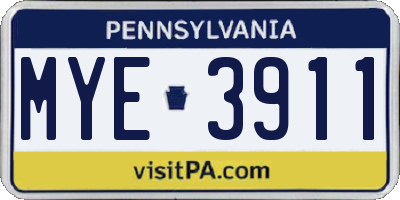 PA license plate MYE3911