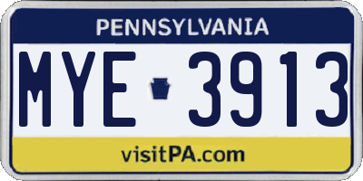 PA license plate MYE3913