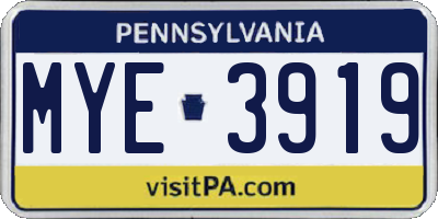 PA license plate MYE3919