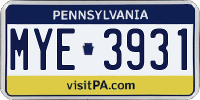 PA license plate MYE3931