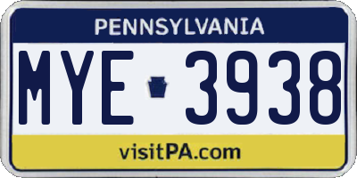 PA license plate MYE3938