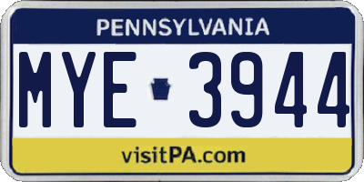 PA license plate MYE3944