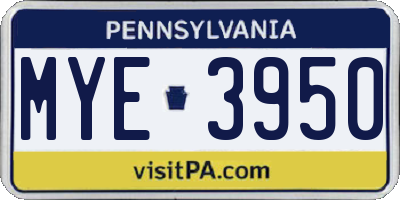 PA license plate MYE3950
