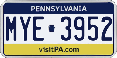 PA license plate MYE3952