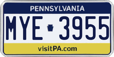 PA license plate MYE3955
