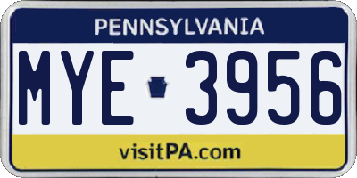 PA license plate MYE3956