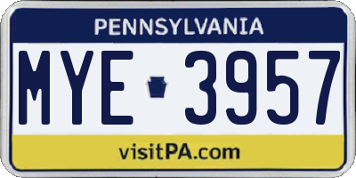 PA license plate MYE3957