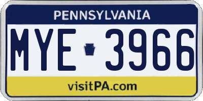PA license plate MYE3966