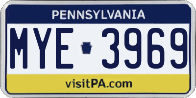 PA license plate MYE3969