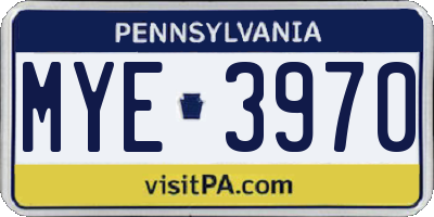PA license plate MYE3970