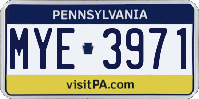PA license plate MYE3971