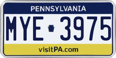 PA license plate MYE3975