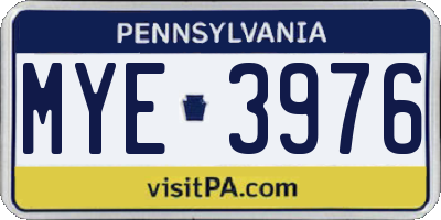PA license plate MYE3976
