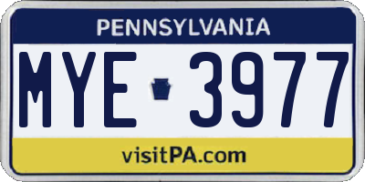 PA license plate MYE3977