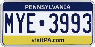 PA license plate MYE3993