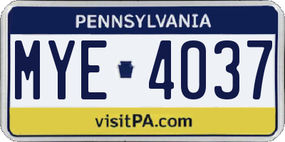 PA license plate MYE4037