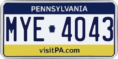 PA license plate MYE4043