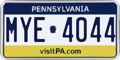 PA license plate MYE4044