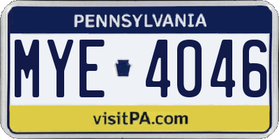 PA license plate MYE4046