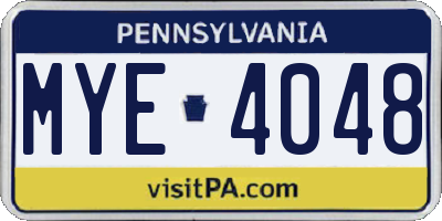 PA license plate MYE4048