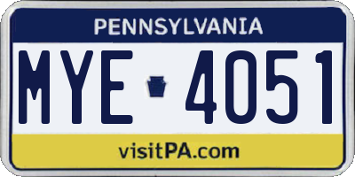 PA license plate MYE4051