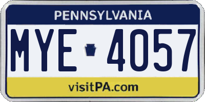 PA license plate MYE4057