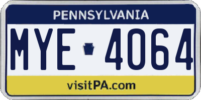 PA license plate MYE4064
