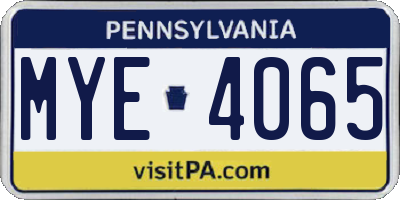 PA license plate MYE4065