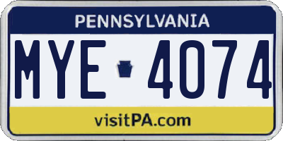 PA license plate MYE4074