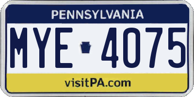 PA license plate MYE4075
