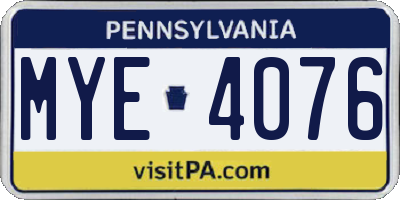 PA license plate MYE4076