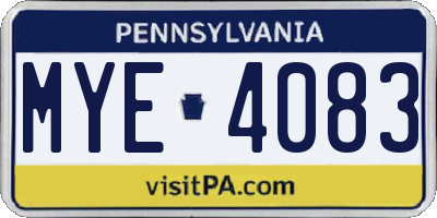 PA license plate MYE4083