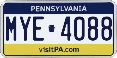 PA license plate MYE4088