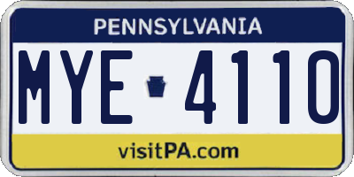 PA license plate MYE4110