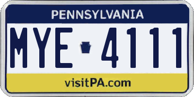 PA license plate MYE4111