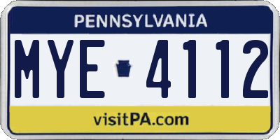 PA license plate MYE4112