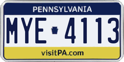 PA license plate MYE4113
