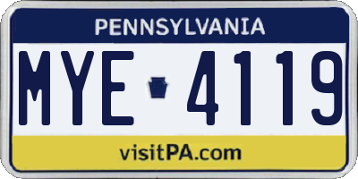 PA license plate MYE4119