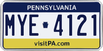 PA license plate MYE4121