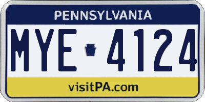 PA license plate MYE4124